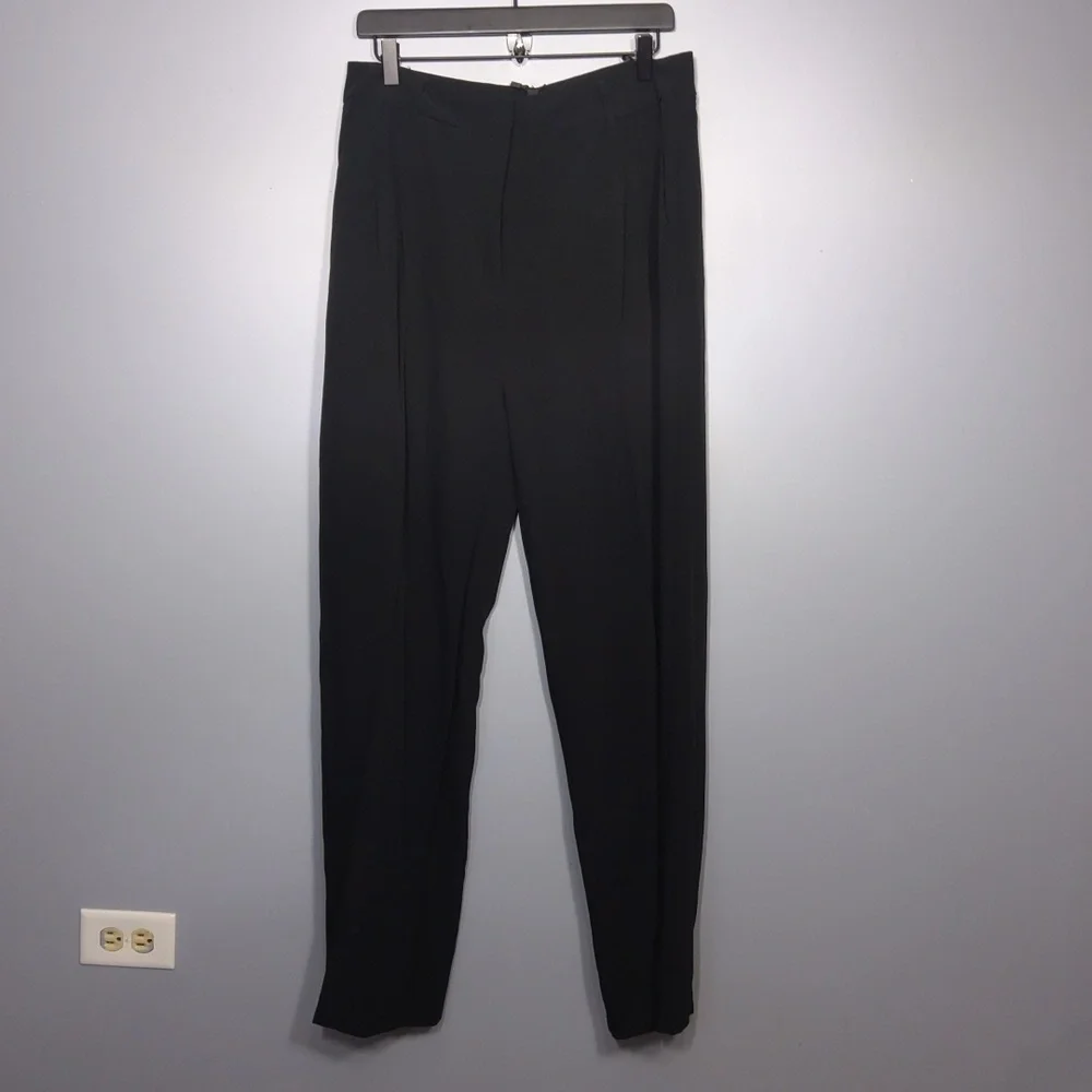 Shinestar Woven Pleated Boyfriend Black Trouser Pants